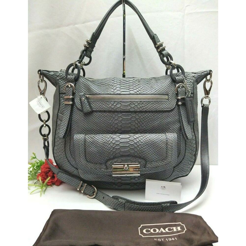 Coach Kristin Gray Leather Python Embossed Limited Edition Satchel Bag -NWT $798